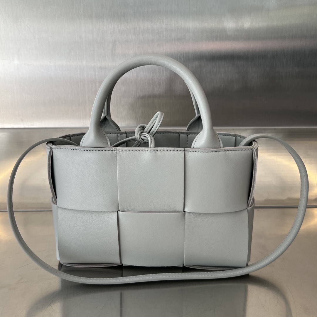 Micro Candy Arco Intreccio Leather Tote Bag Grey